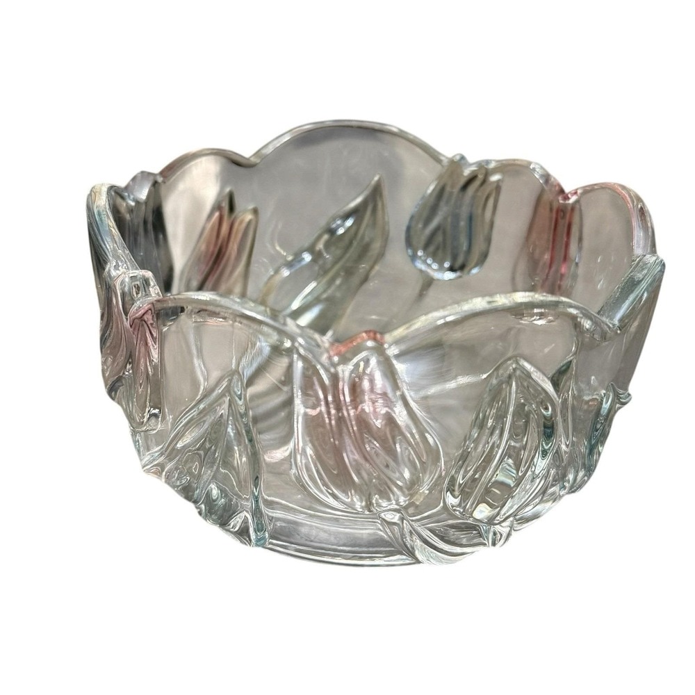 Mikasa Crystal Tivoli Tulips Frosted Crystal Glass Candy Side Bowl